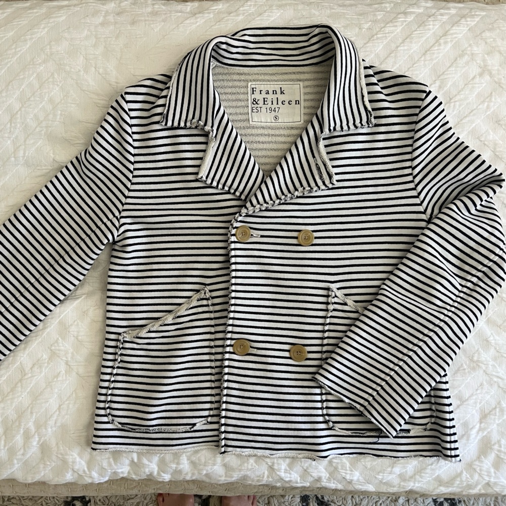 Frank & Eileen Belfast Navy and White Peacoat